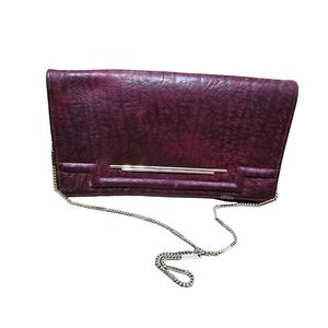 Vtg Don Michele Burgundy Leather Clutch Bag